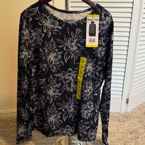 Hang Ten Women's Blue and White Floral UV Blouse